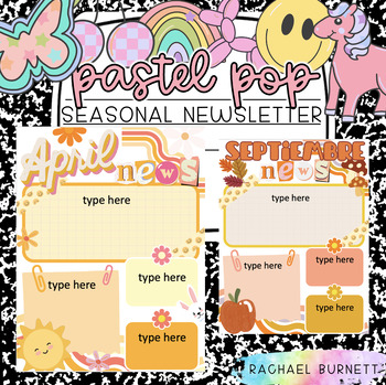 Preview of Seasonal Monthly Newsletters Pastel Pop