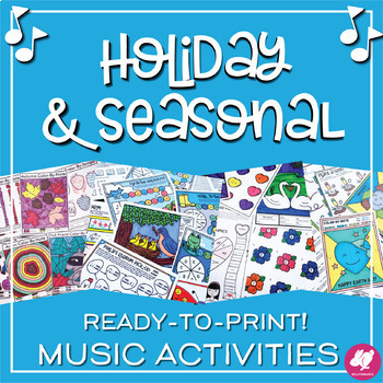 Preview of Seasonal Music Worksheets Growing Bundle: Holidays for the Whole School Year!