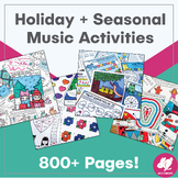 Music Worksheets Seasonal Holiday Bundle - Games, Activiti