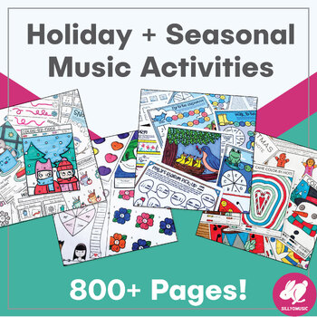 Preview of Music Worksheets Seasonal Holiday Bundle - Games, Activities, Coloring, Sub Work