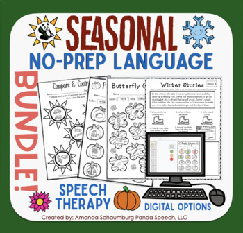 Preview of Seasonal NO PREP Language BUNDLE! Fall Winter, Spring, & Summer + Digital Option