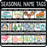 Seasonal Name Tags Bundle, Holiday Printable Cubby Tags, Theme Classroom Labels