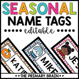 Seasonal Student Name Tags | Classroom Decor EDITABLE Labels