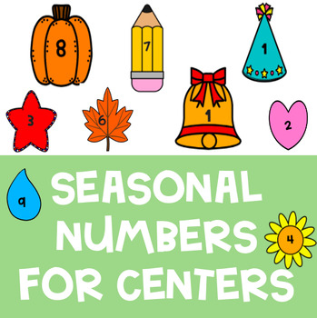 Preview of Seasonal Numbers 0-9 for Centers - Monthly Number Operations Cut and Laminate