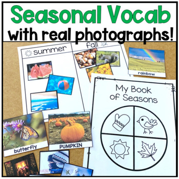 Preview of Seasonal Vocabulary Cards with Real Photos
