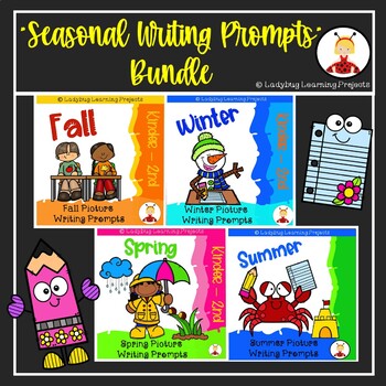 Preview of Seasonal Picture Writing Prompts Bundle - Kindergarten-2nd Grade