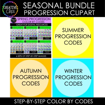 Preview of Seasonal Progression Color By Code Clipart Bundle