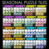 Seasonal Puzzle Clipart Bundle {Spring, Summer, Fall Winte