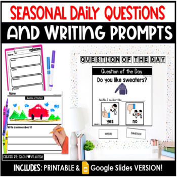 Preview of Seasonal Question of the Day with Writing Prompts | Printable and Digital