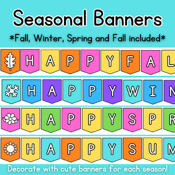 Preview of Seasonal Rainbow Banners *Bright* For Fall, Winter, Summer and Spring Decor!