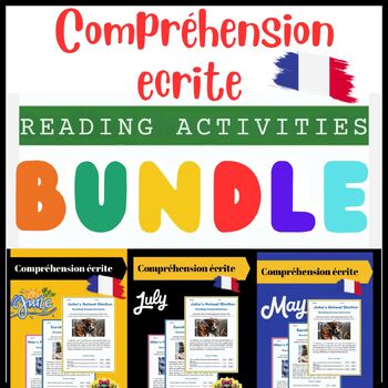 Preview of Seasonal Reading Comprehension Bundle: May, June, July in french questions