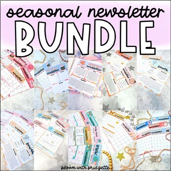 Preview of Seasonal Retro Classroom Newsletter Templates Growing Bundle | Retro Class Decor