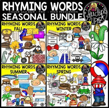 Preview of Seasonal Rhyming Words Clip Art Bundle {Educlips Clipart}