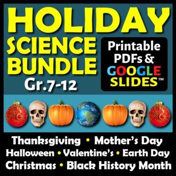 Preview of Holiday Science Sub Plans BUNDLE | Print & Distance Learning Options