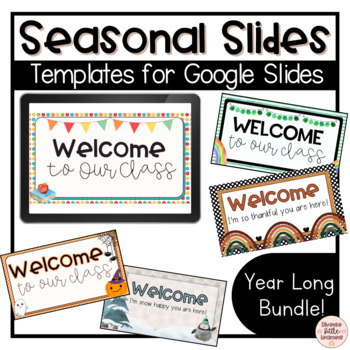 Preview of Seasonal Slides Templates Bundle | Monthly and Holiday Themed for Google Slides