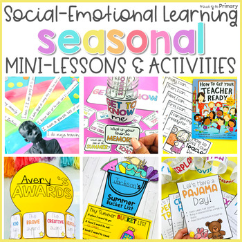 Preview of Seasonal Social Emotional Self-Esteem Growth Mindset Activities Worksheets Games