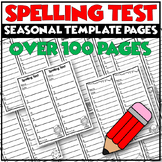 Seasonal Spelling Test Paper Templates | Lists