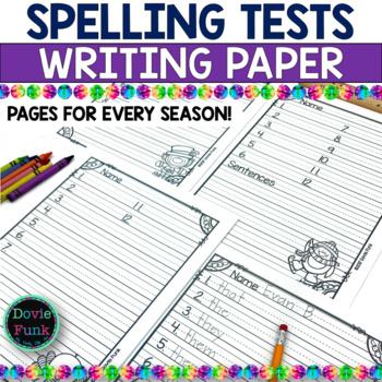 Preview of Seasonal Spelling Test Paper Templates | Writing Paper