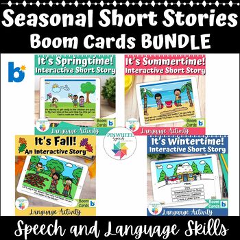 Preview of Interactive Short Stories Boom Cards™ Bundle Speech Therapy Language Activities