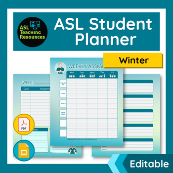 Preview of Seasonal Student Planner - Winter - Editable/Undated - ASL