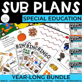 Preview of Seasonal Sub Plans Bundle | Year-Long | Special Education