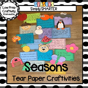 Preview of Seasonal Tear Paper Fine Motor Writing Craftivities BUNDLE