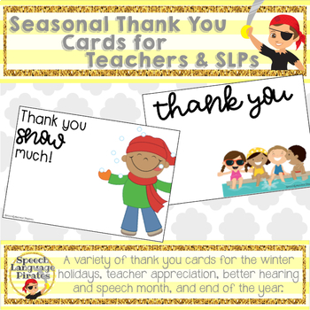 Seasonal Thank You Cards For Teachers Slps By Speech Language