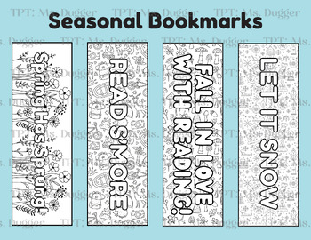 Preview of Seasonal Themed Coloring Bookmarks