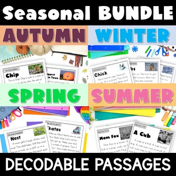 Preview of Nonfiction Decodable Passages Read and Respond Seasonal Yearlong BUNDLE
