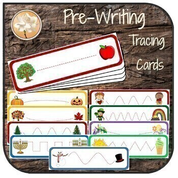 Preview of Seasonal Tracing Cards Pre Writing Montessori Holiday Early Writers Line Control