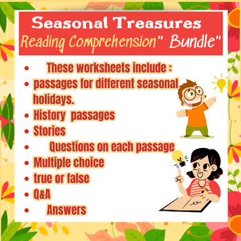 Preview of Seasonal Treasures: Reading Comprehensions for Grades 2-3 with assessment BUNDLE