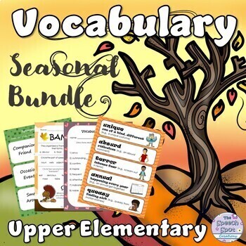 Preview of Seasonal Upper Elementary Vocabulary Activity Worksheets MEGA BUNDLE!