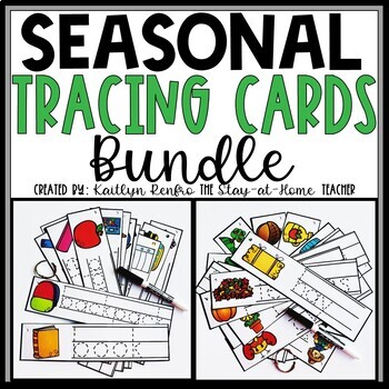 Preview of Seasonal Vocabulary Tracing Cards YEAR-LONG BUNDLE | Write and Wipe Practice