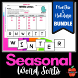 Seasonal WORD SORTS-Scrambled vocabulary by MONTHS & HOLID