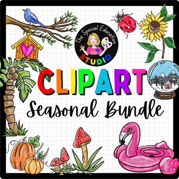 Preview of Seasonal Watercolor clipart Bundle seasons of the year watercolour clip art png