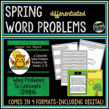 Preview of Spring Word Problems & Problem Solving - Print & Digital Spring Math Activities