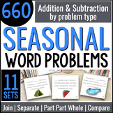 Addition & Subtraction Word Problems Year-Long Seasonal Pr
