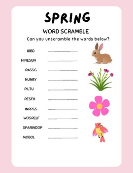 Preview of Seasonal Word Scramble