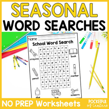 Preview of Seasonal Word Searches - Holiday Word Searches - Spring Word Search