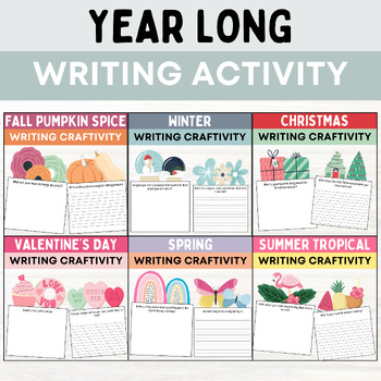 Preview of Seasonal Writing Activity Writing Prompts Craftivity Creative Writing Bundle