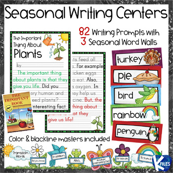 Preview of Seasonal Writing Centers with Writing Prompts, Bulletin Boards and Word Walls