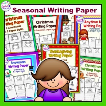 Preview of Writing Paper With Lines Dotted Blank SEASONAL WRITING PAPER Kinder 1st 2nd 3rd