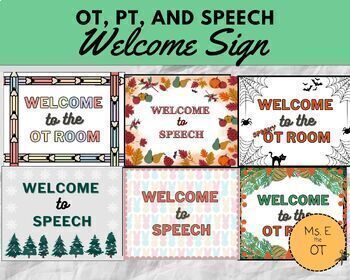 Preview of Seasonal and Holiday Welcome Door Signs: OT, PT, Speech