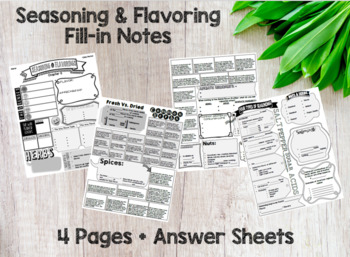 Preview of Seasonings & Flavorings (Chapter 6) Notes + Answers for Intro to Culinary Course