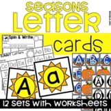 Seasons Alphabet Letter Cards & Worksheets for Preschool, 