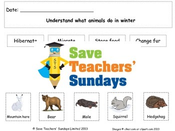 Preview of Seasons - Animals Adaptations In Winter Lesson plan, Text and Worksheet