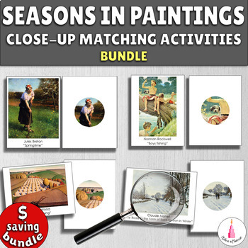 Preview of Seasons Art I Spy Montessori Activies Paintings Matching Close-Up Bundle