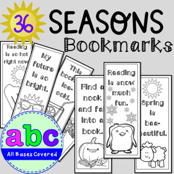 Preview of Seasons Bookmarks to Color | Summer Fall Autumn Winter Spring