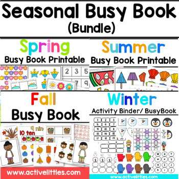 Preview of Seasons Busy Book Preschool Activity Binder (BUNDLE) - Spring Summer Fall Winter