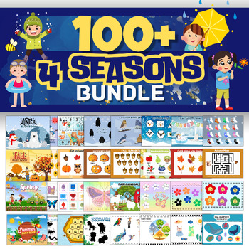 Preview of Seasons Busy book bundle | Fall winter spring summer busy book 100+ | Activity